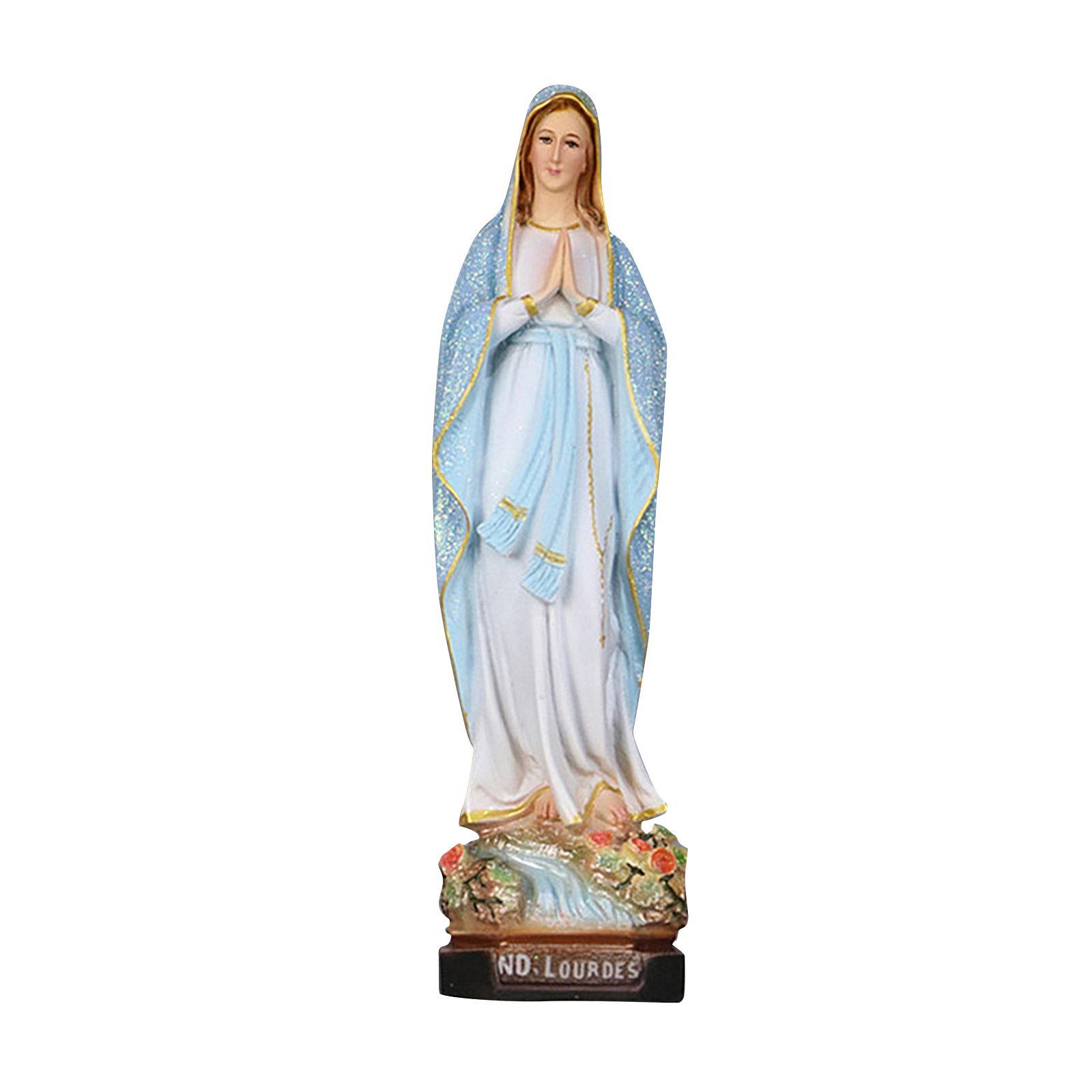 Mother Mary Figurine on Base Holy Statue for Bedroom