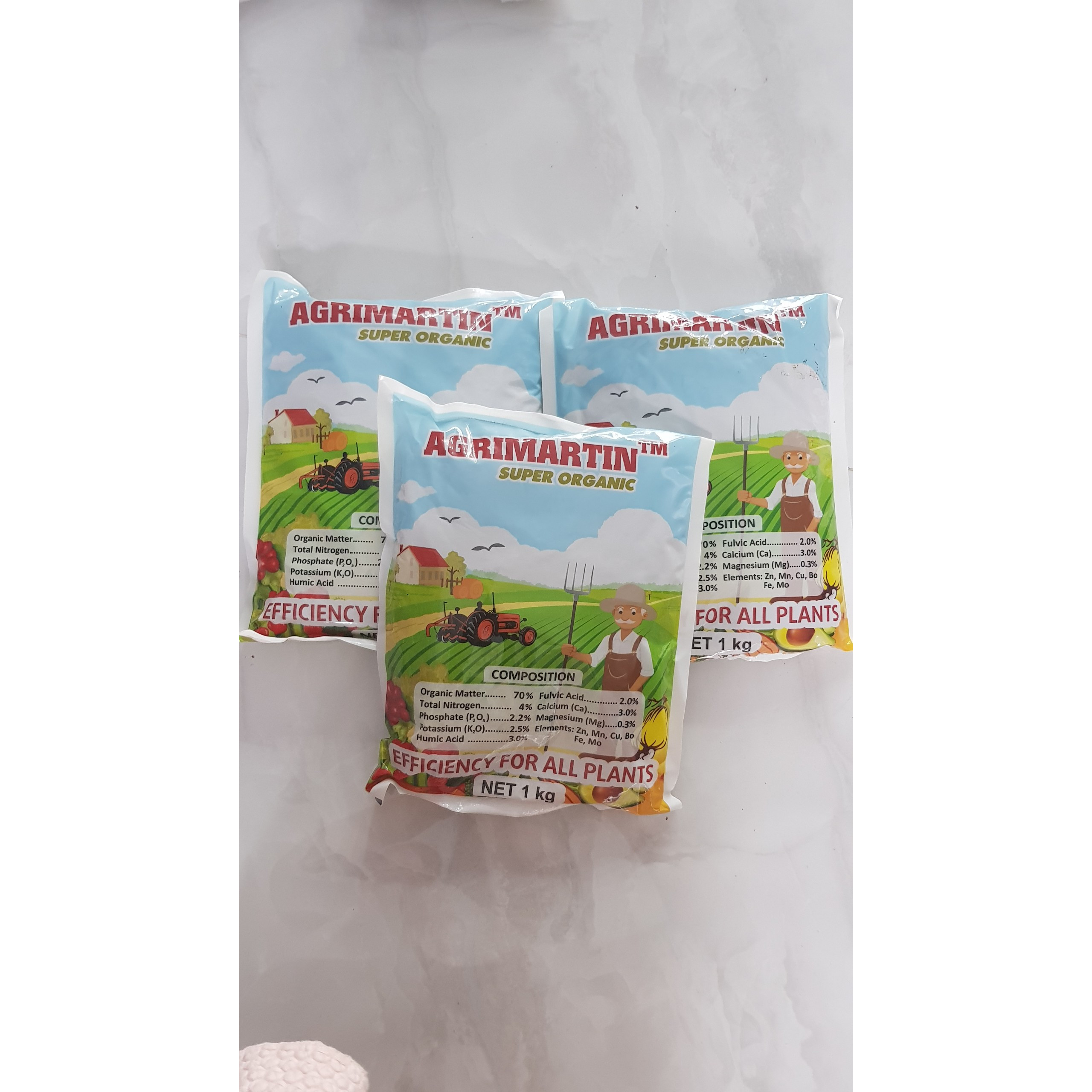 PHÂN HỮU CƠ TAN CHẬM AGRIMARTIN 1 KG, SET 3 GÓI