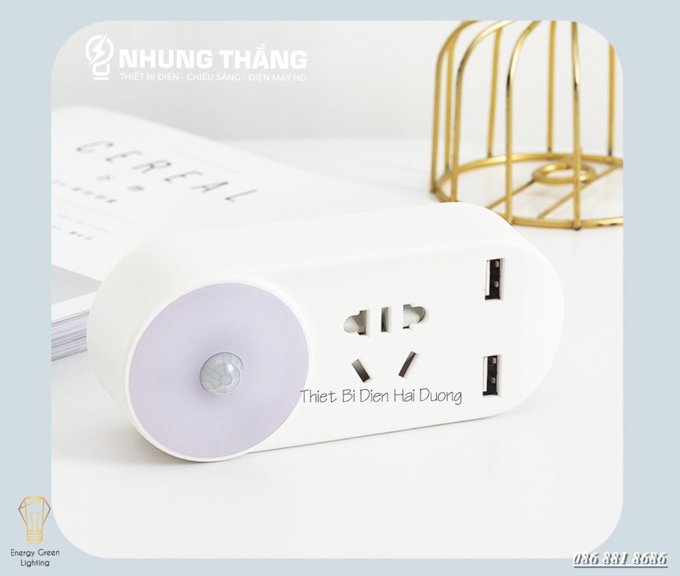 Đèn Ngủ Cảm Biến Chuyển Động Tích Hợp Ổ Cắm CS-606 - Nhỏ Gọn Tiện Lợi - Ánh Sáng Trắng,Vàng - Có Video