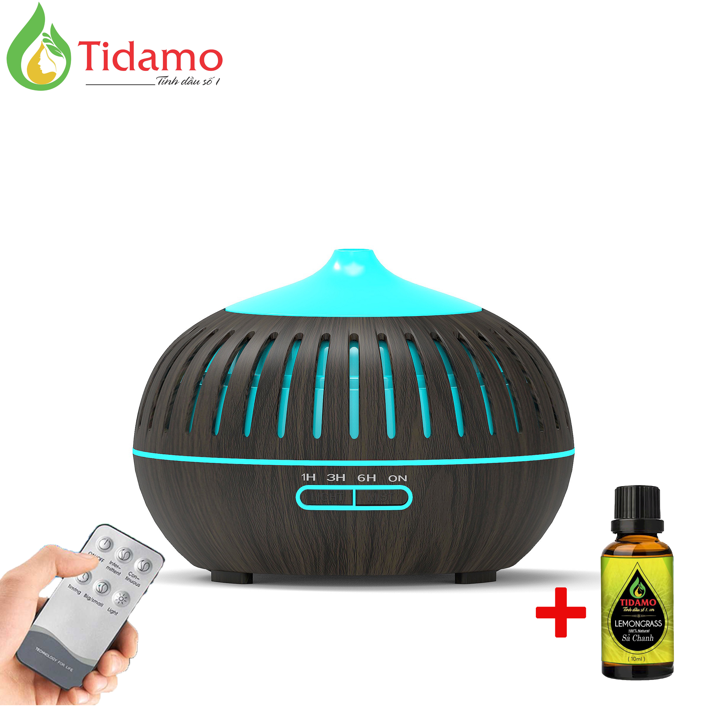 Máy Xông Tinh Dầu Cao Cấp Chính Hãng Tặng Kèm Tinh Dầu Sả Chanh Nguyên Chất. Máy Khuếch Tán Dung Tích Lớn Có Remote Điều Khiển Từ Xa, Đèn LED Trang Trí, Xông Tinh Dầu và Phun Sương Tạo Ẩm