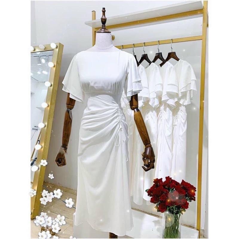 Đầm nữ dự tiệc dáng xoè , Váy trắng dáng dài công chúa kỷ yếu du lịch biển Đầm váy maxi rút dây 3 màu (kèm hình thật)