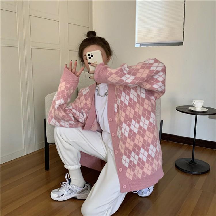 Áo Cardigan- Áo Khoác Len Nữ Kẻ Caro Dày Dặn Phong Cách Hàn Quốc Ulzzang Dễ Thương ACL01