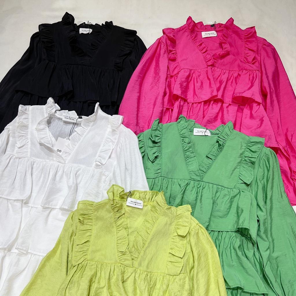 Áo bèo tầng babydoll xanh bơ nhiều màu Lovi
