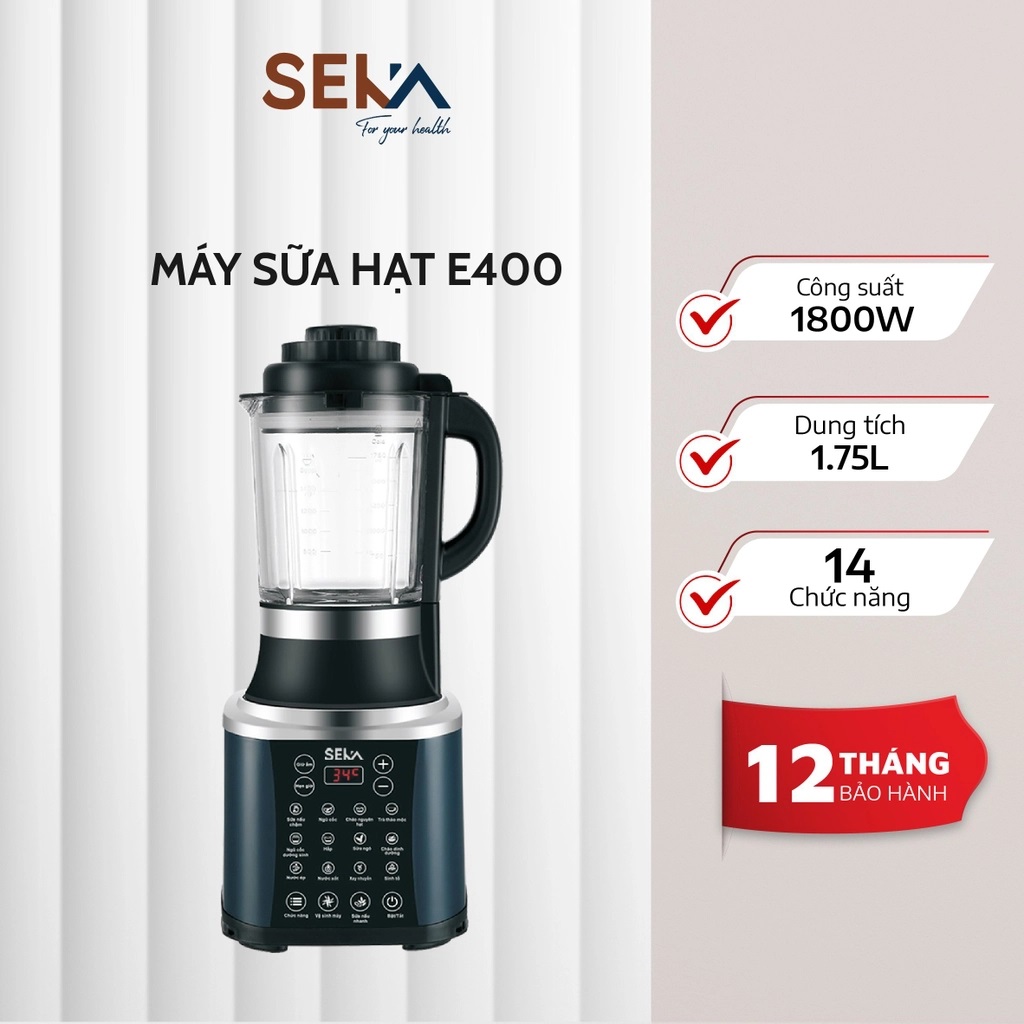 Máy làm sữa hạt đa năng SEKA E400 - 1.7 lít - 14 chức năng [1000W + 800W] - Hàng chính hãng
