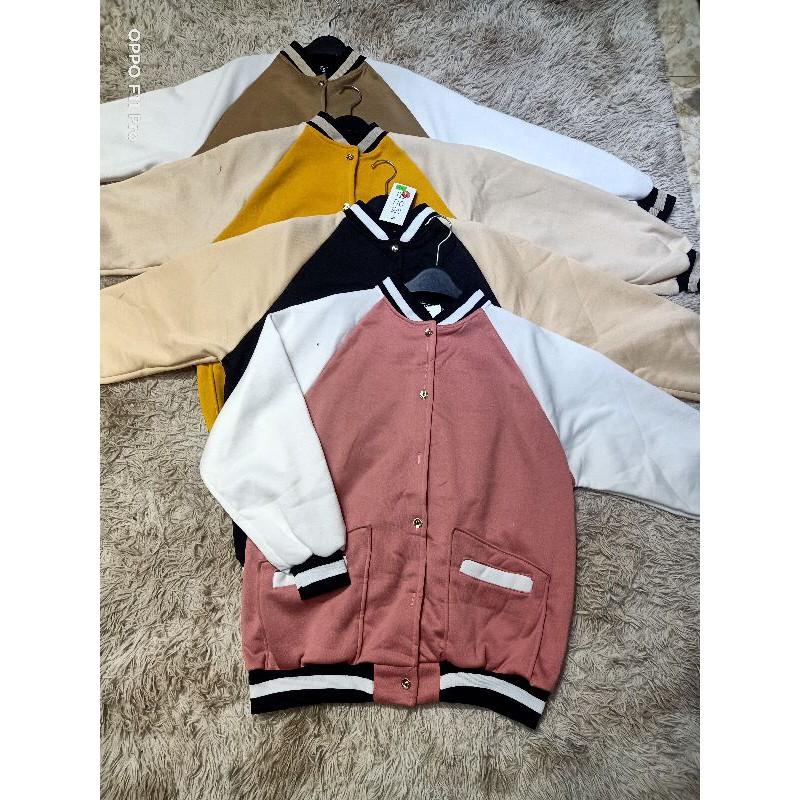 Áo khoác bomber nỉ bông phom rộng 4 mầu