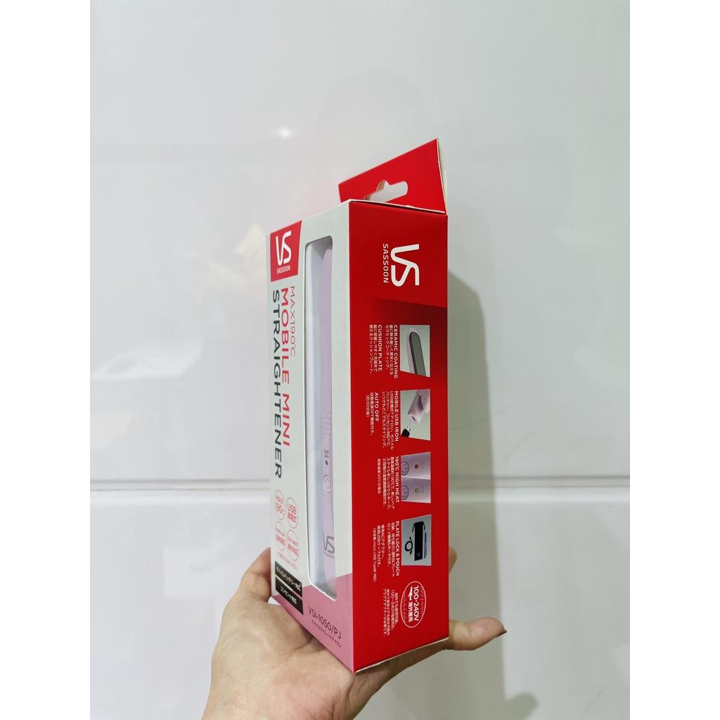 Máy duỗi tóc không dây VS Sassoon VSI Mini cáp sạc USB màu hồng