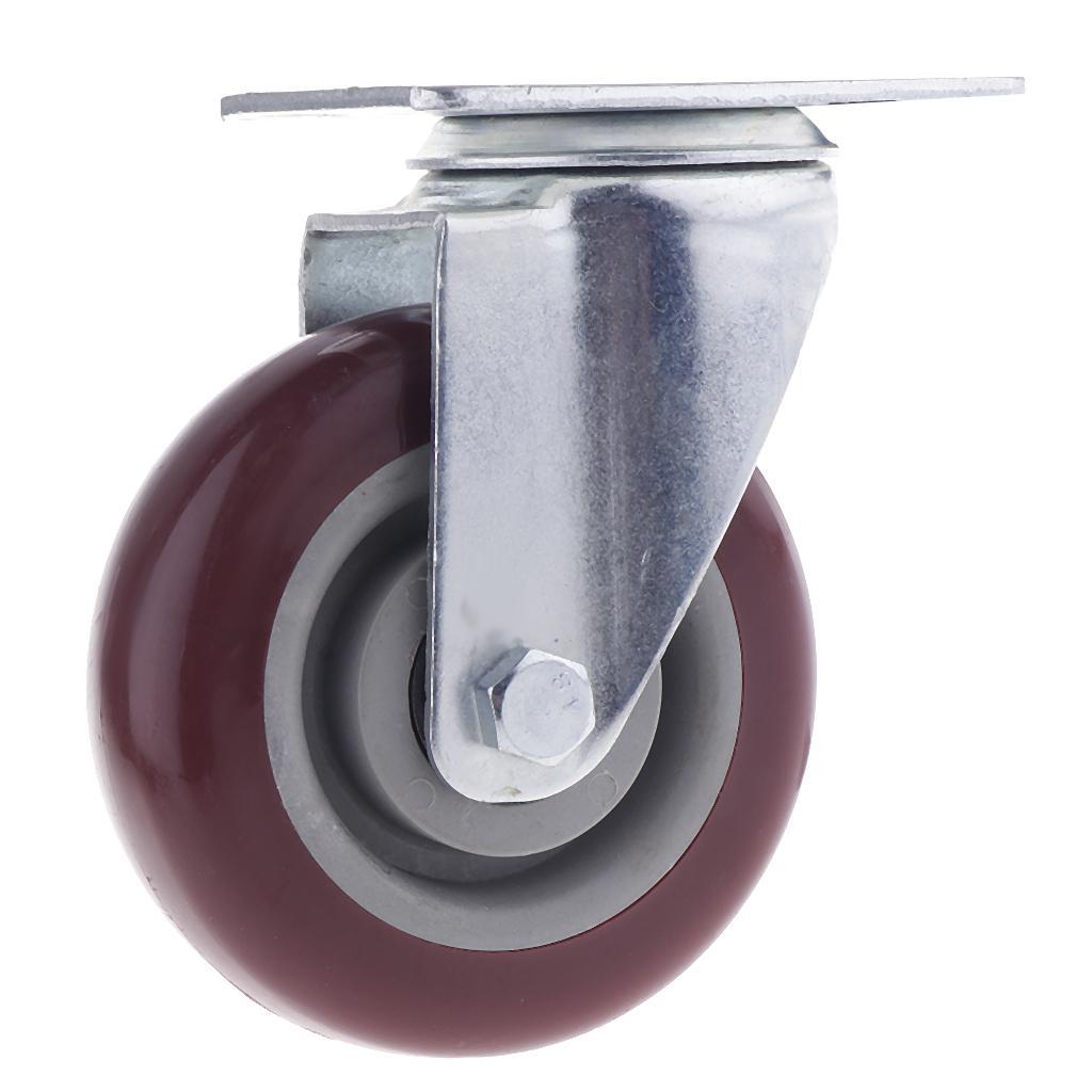 2pcs 4 Inch Swivel Caster Rubber Wheel Top Plate Bearing Heavy Duty - No Brake