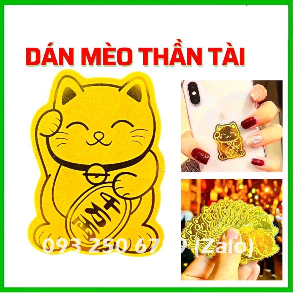 Miếng Dán Mèo Thần Tài May Mắn Cho Tết Quý Mão 2023 , Miềng dán điện thoại thần tài siêu cute, hàng nhập khẩu