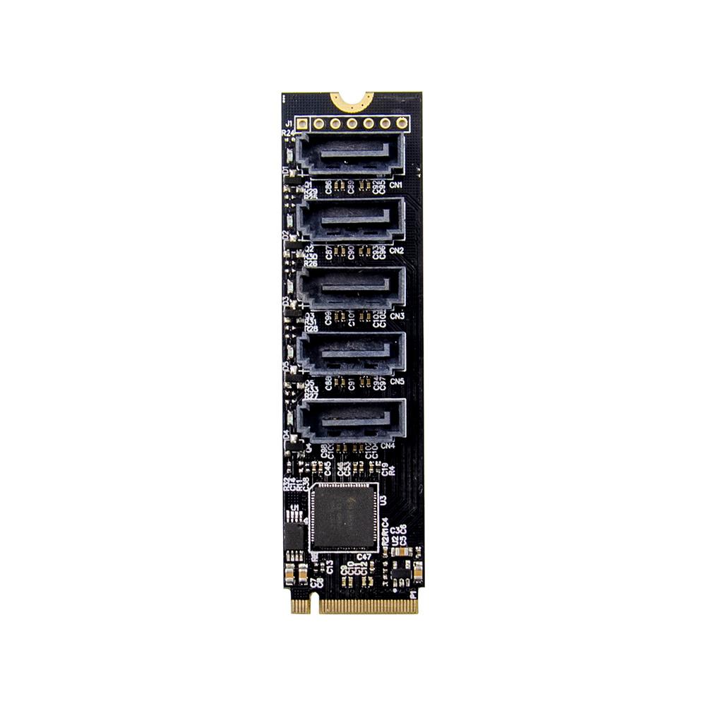 M.2 to SATA3.0 Expansion Card M.2 to SATA 3.0 Adapter Card Converter Card with 5 SATA3.0 Ports JMB585 Chipset