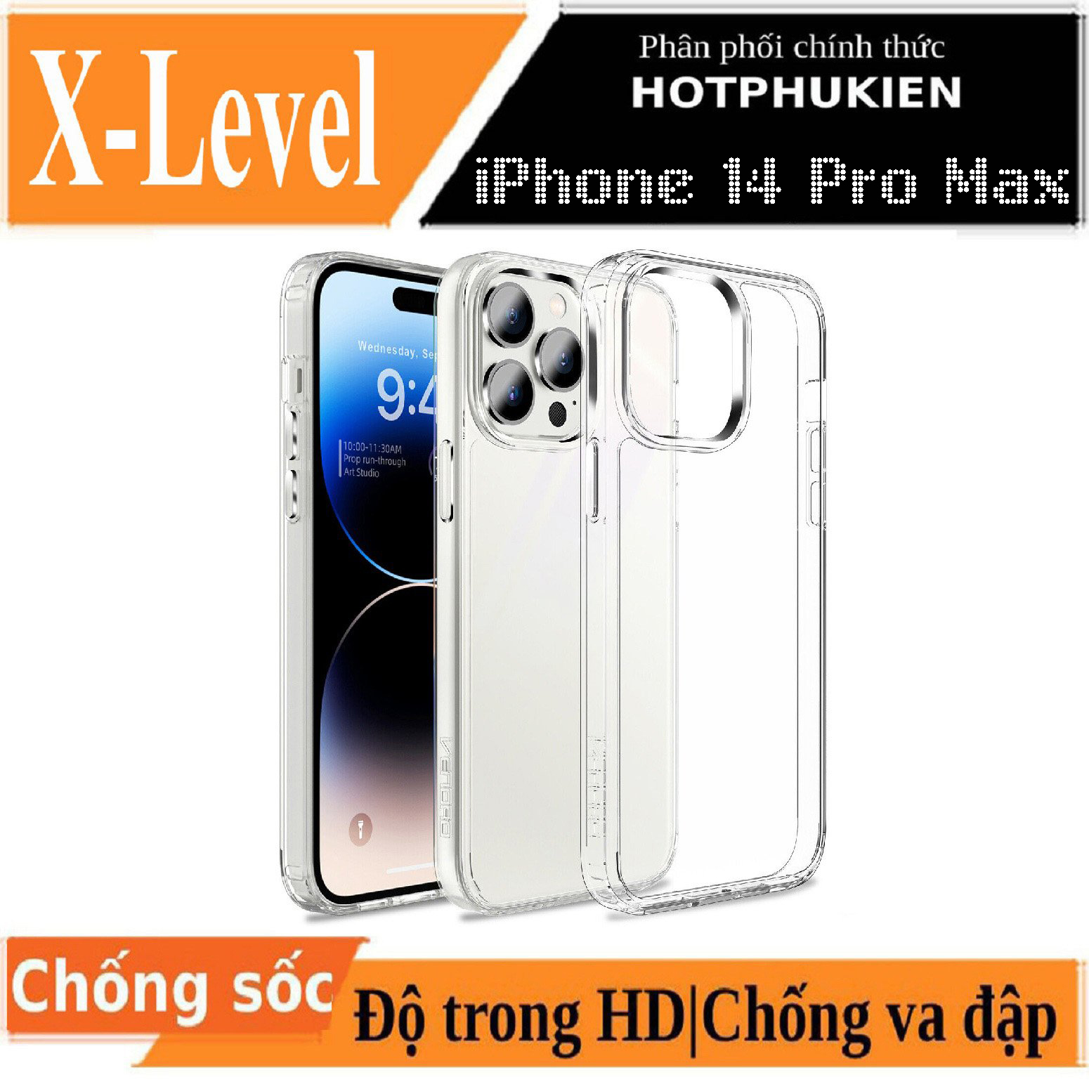 Ốp lưng chống sốc cho iPhone 14 / 14 Plus / 14 Pro / 14 Pro Max mặt lưng trong suốt siêu mỏng 0.88mm hiệu X-Level Sparkling Series độ trong tuyệt đối, chống trầy xước, chống ố vàng, tản nhiệt tốt - hàng nhập khẩu