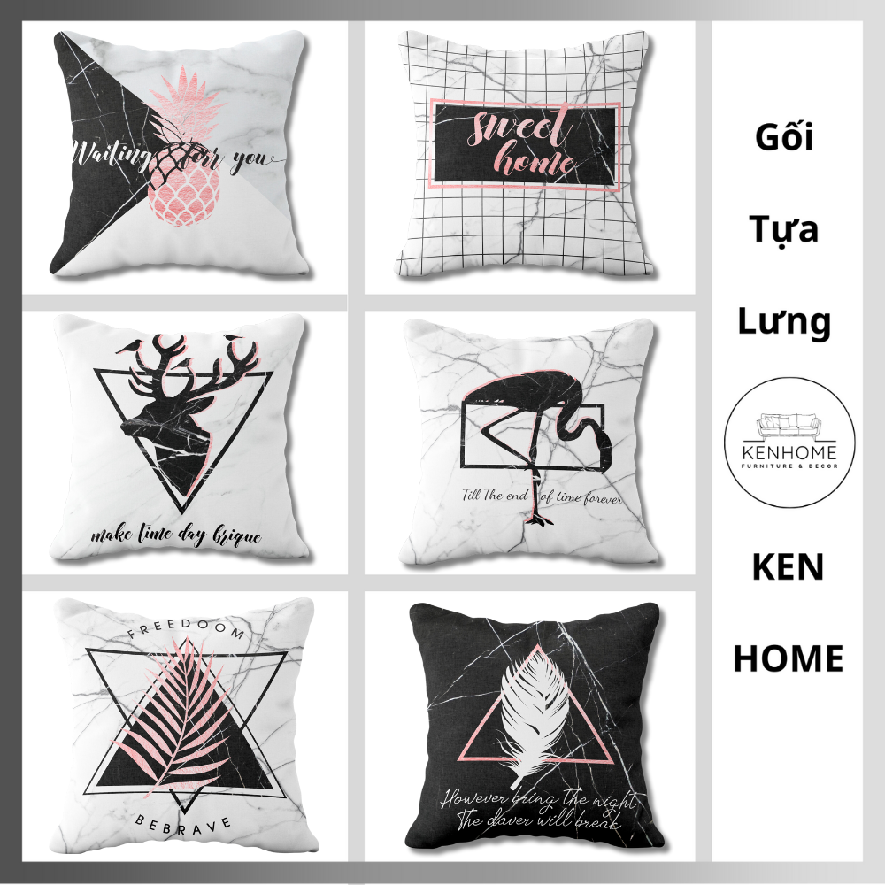 Gối Sofa Họa Vân Đá Hiện Đại - Gối Tựa Lưng Sofa Decor Phòng Khách, Khách Sạn Hiện Đại - Vải Bố Cao Cấp - Kích Thước 45X45cm