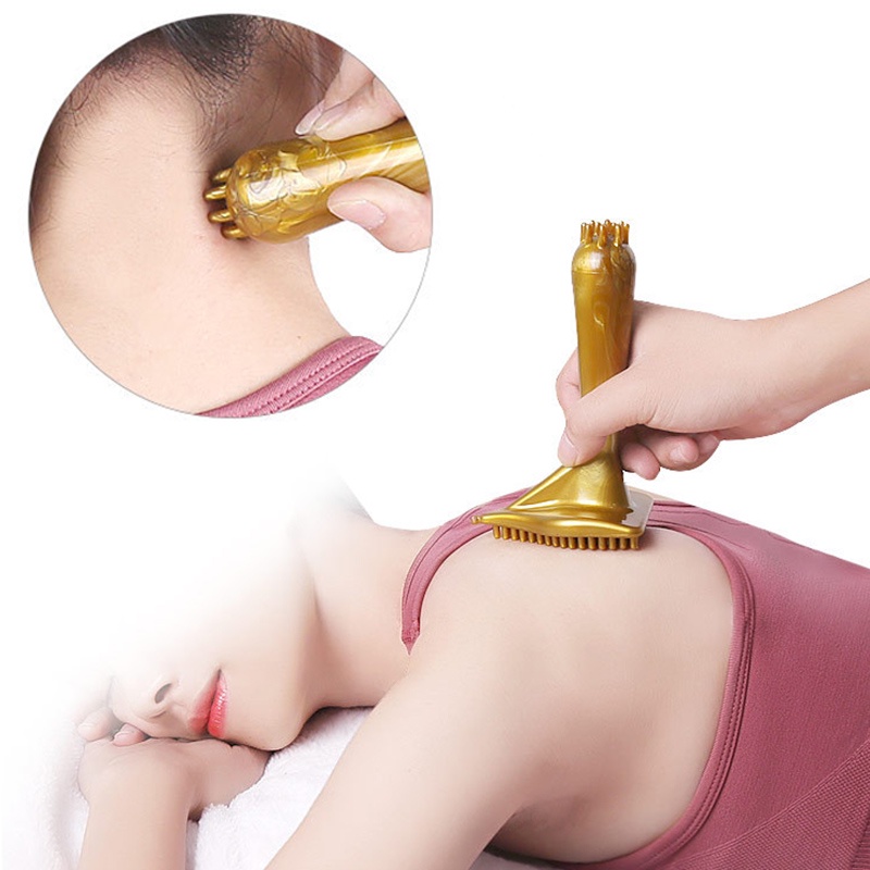 Set 2 Bàn Chải Massage Hình Tam Giác 3 đầu. Dụng cụ massage bàn chà tiên vàng đả thông kinh lạc