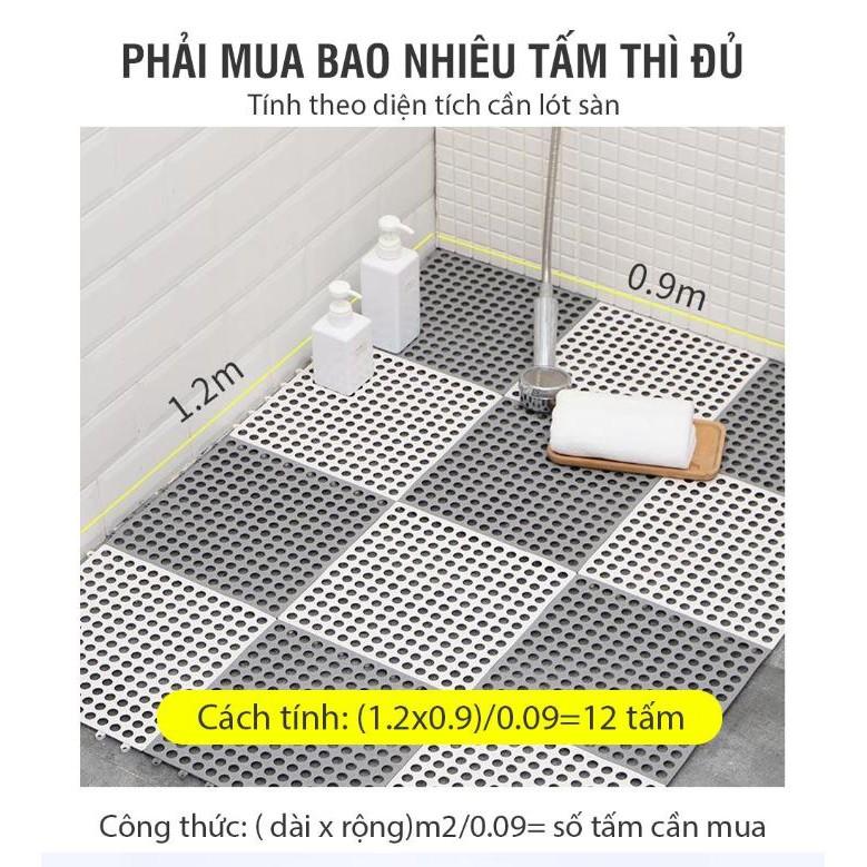 Tấm thảm nhựa ghép chống trơn kháng khuẩn, chống trơn nhà tắm, nhà vệ sinh, kích thước 30x30cm