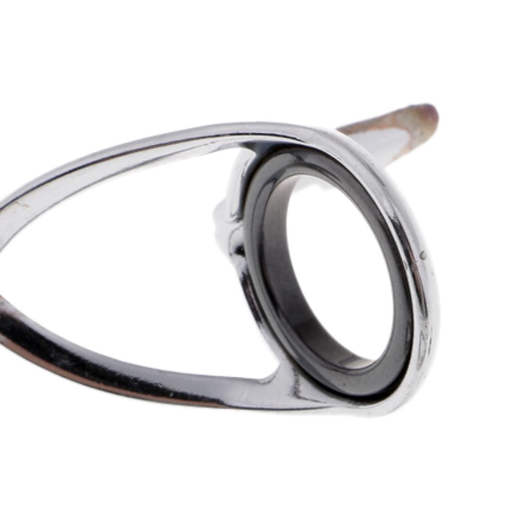 18pcs Ceramic Ring Eyes Fishing Rod Guide Tangle Free Stainless Steel Frame