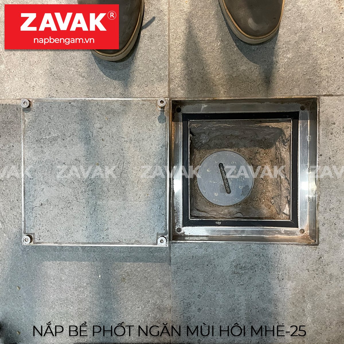 Nắp bể phốt ngăn mùi inox Zavak MHe25