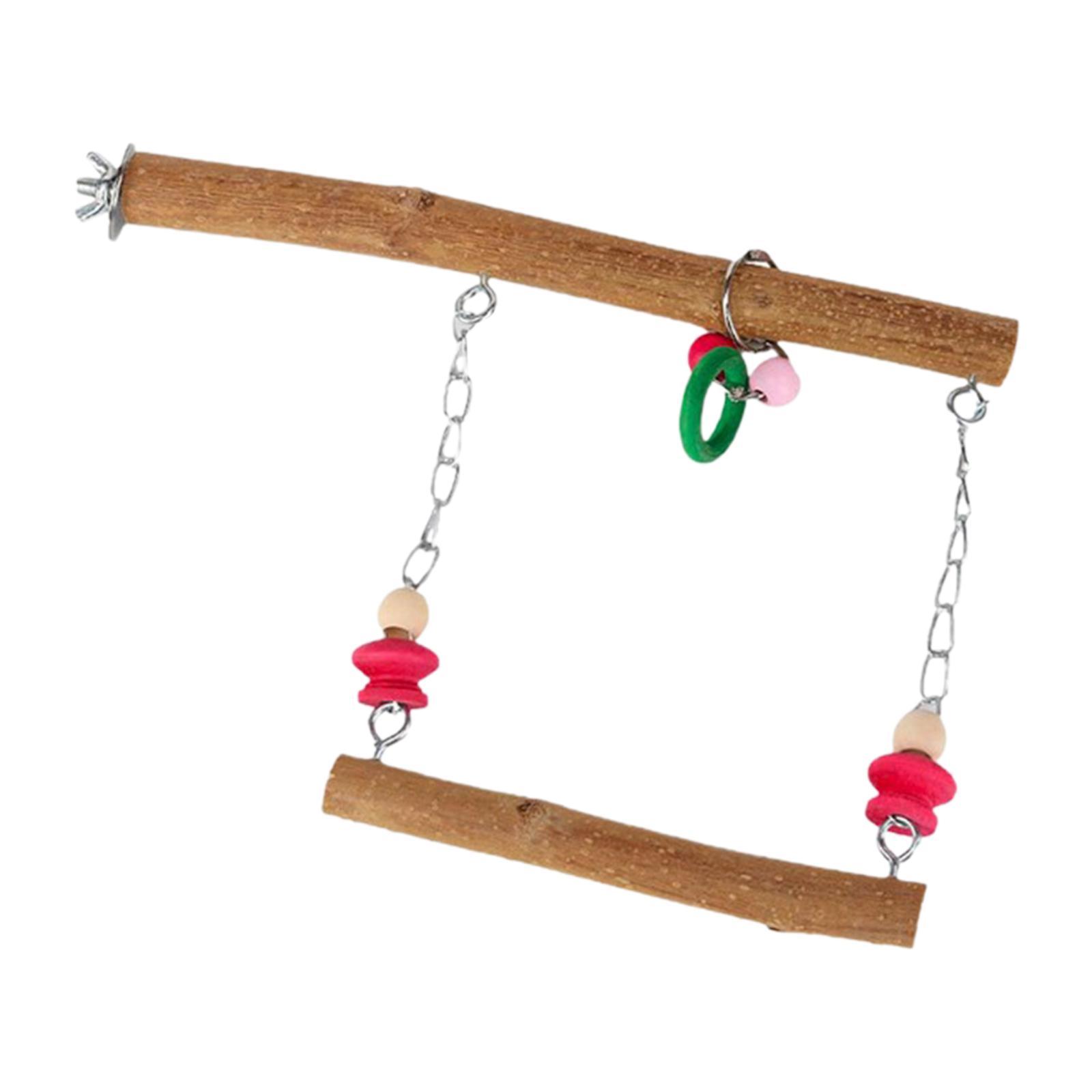 Bird Parrot Swing Chewing Toys Wooden Bird Toys for Finch Cockatiel Parakeet