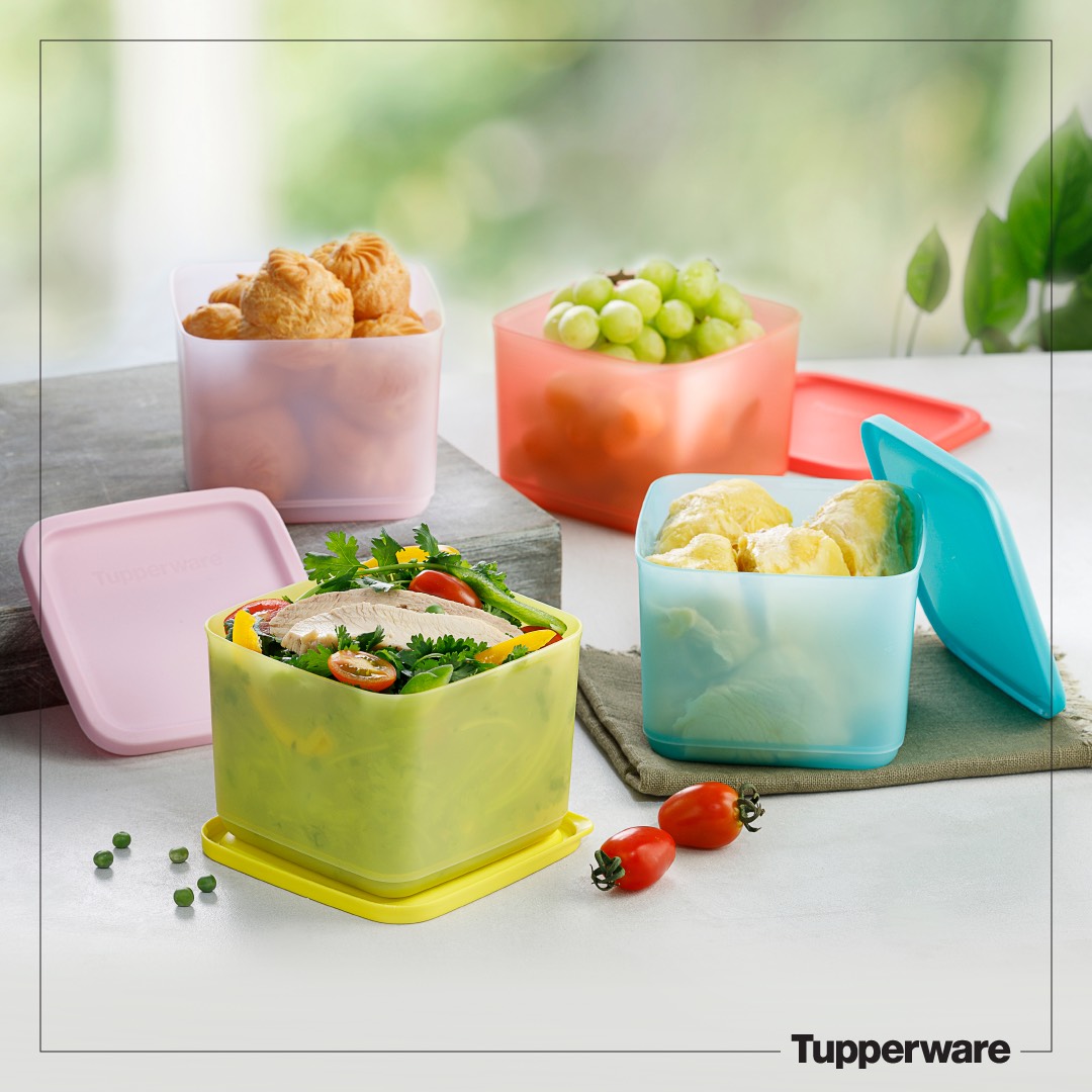 Bộ Trữ Khô &amp; Mát Tupperware Medium Square Round 1L Set 4