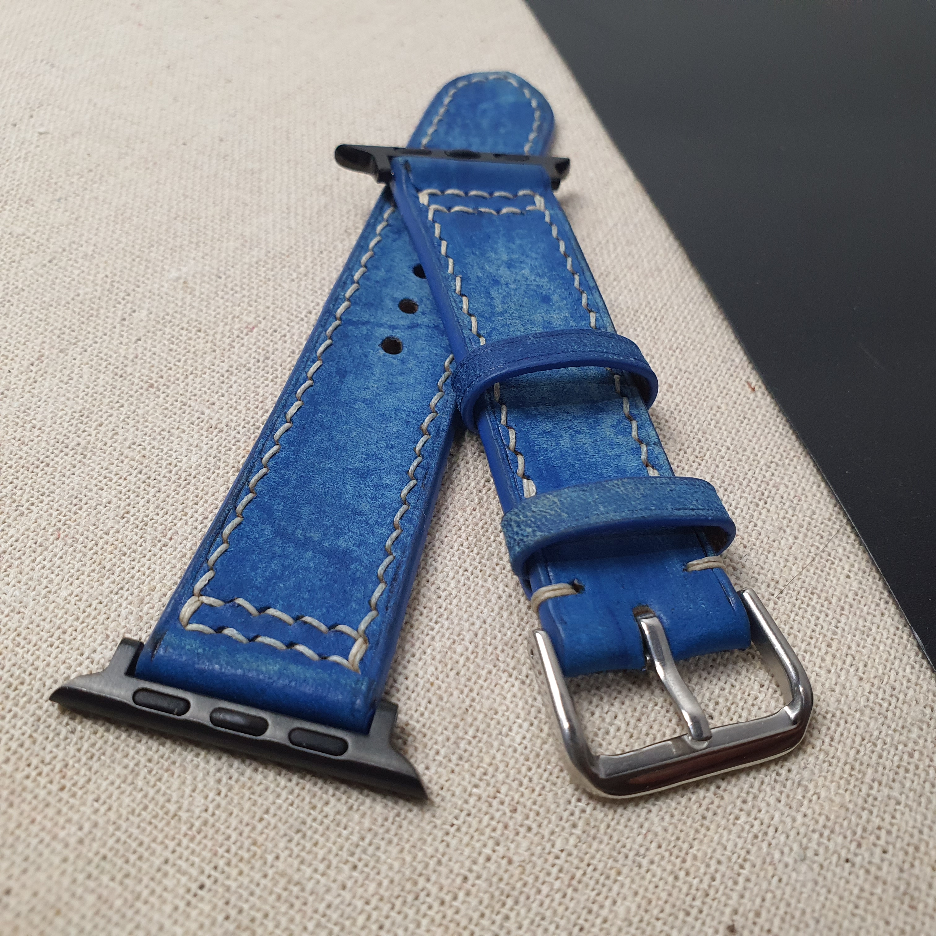 Dây đồng hồ dành cho Apple Watch da Veg nhuộm thủ công AL103 – Size 20/ Size 22 - 100% da bò thật