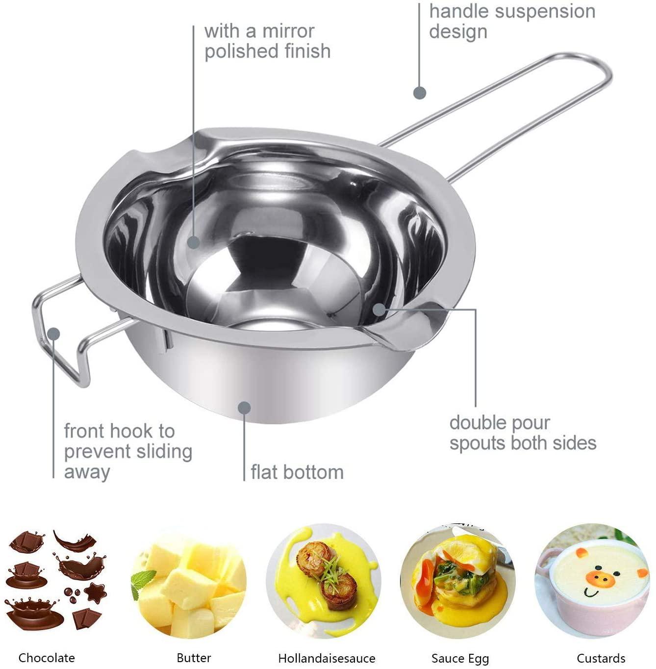 Nồi Nấu Chảy ANAEAT Bằng Thép Không Gỉ Tay Cầm Dài Để Nấu Sô Cô La/ Bơ/ Sáp/ Xà Phòng