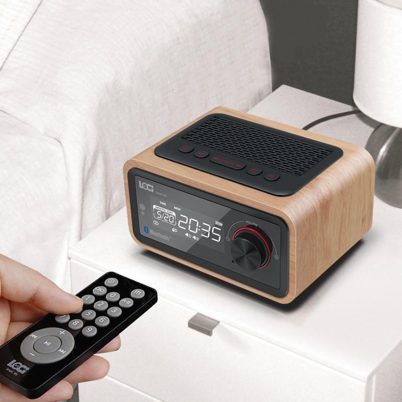 ĐÀI FM BÁO THỨC , BLUETOOTH ,USB , TF card , VỎ GỖ LOCI H90 NEW MODEL hàng nhập khẩu