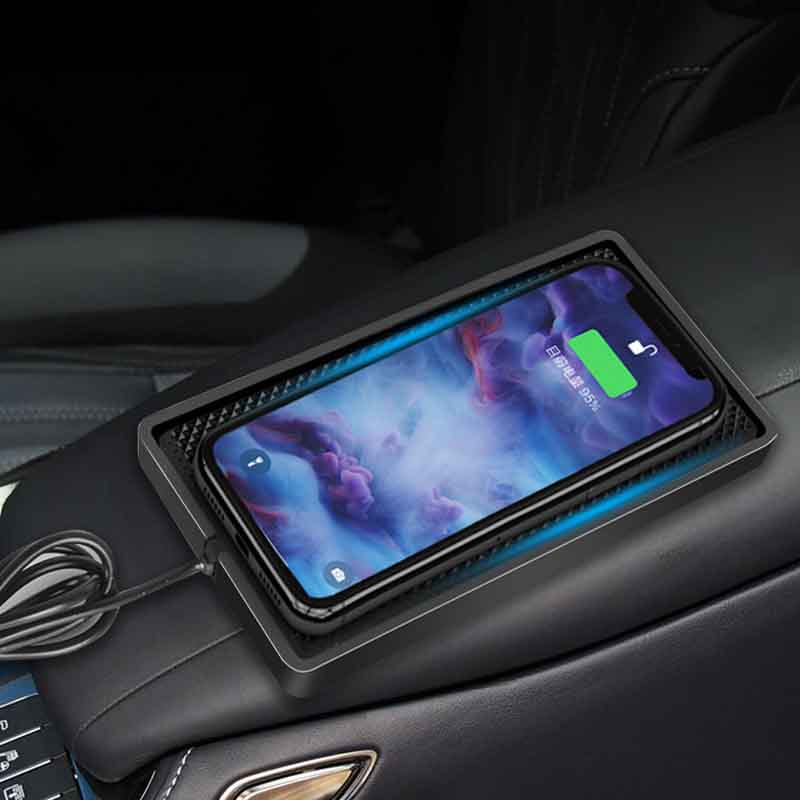Đế sạc điện thoại không dây sạc nhanh Qi 10W có đệm chống sốc dùng trong xe hơi văn phòng, phụ kiện ô tô