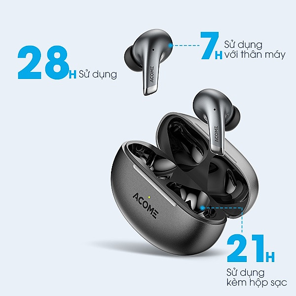 Tai Nghe Bluetooth ACOME Airdots T8 Thiết Kế In-Ear Chất Âm Rõ Nét Cảm Ứng Thông Minh – Hàng Chính Hãng