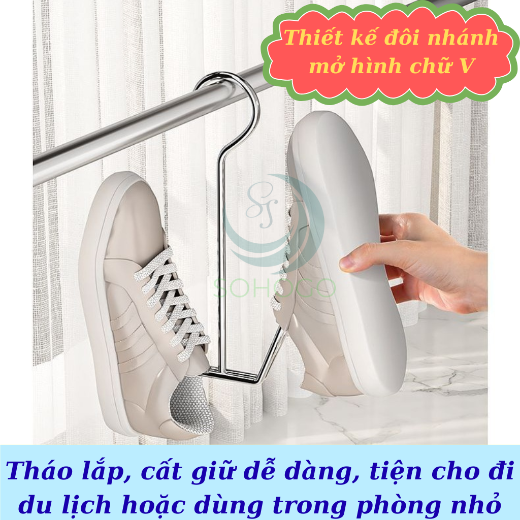 Bộ 2 Móc Treo Giày Đôi Inox Đa Năng- Móc Phơi Giày Thông Minh Chống Gỉ -Móc Sắt Treo Dép – Giày – Chai Đa Dụng