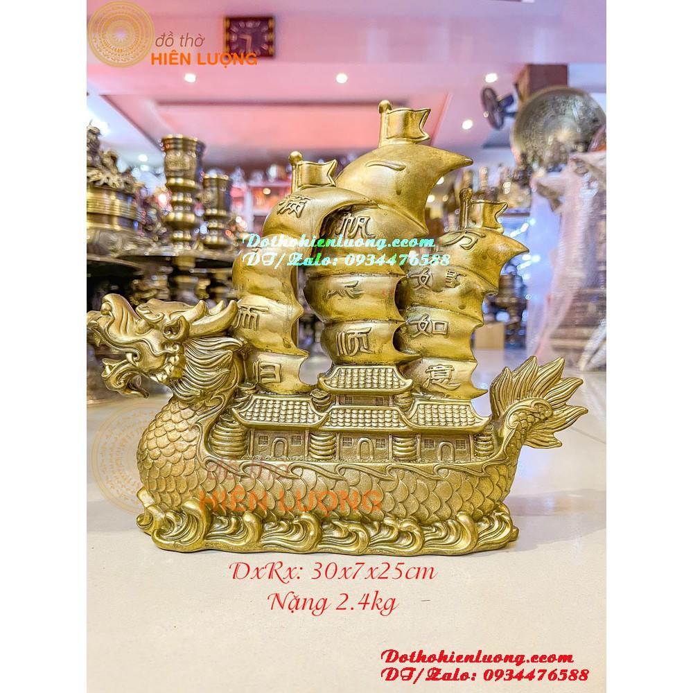 Thuyền Đầu Rồng - Thuận Buồm Xuôi Gió Màu Vàng Bằng Đồng Thau Nguyên Chất Phong Thủy Các Cỡ