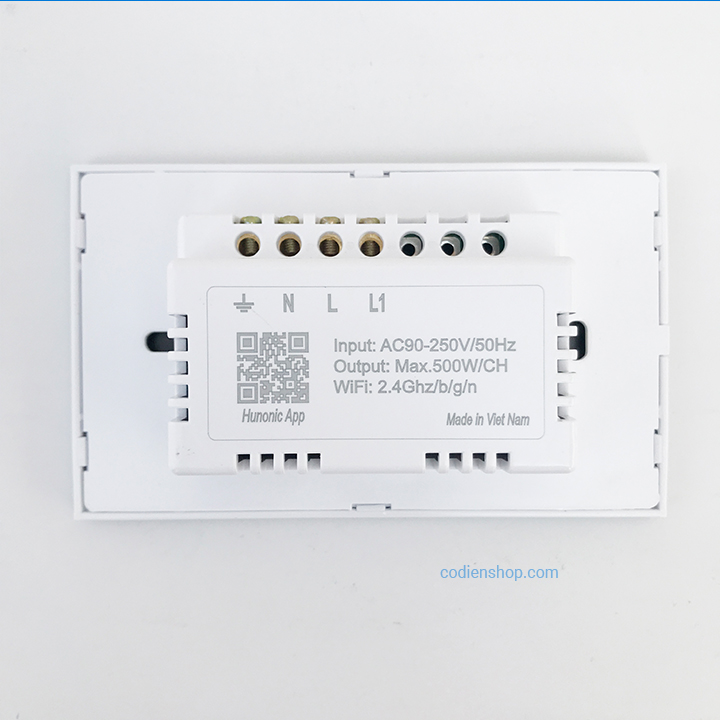 Công tắc cảm ứng bằng điện thoại HUNONIC 1 Nút màu trắng - WIFI + HẸN GIỜ