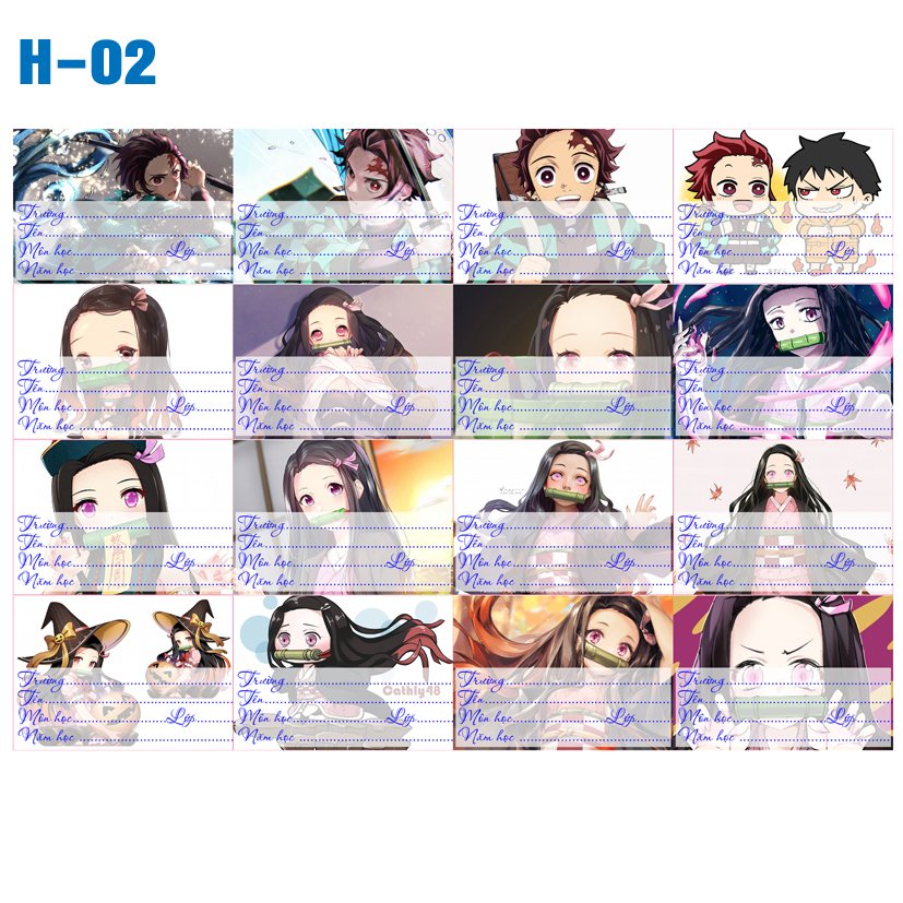 Nhãn vở set 32 Kimetsu no Yaiba