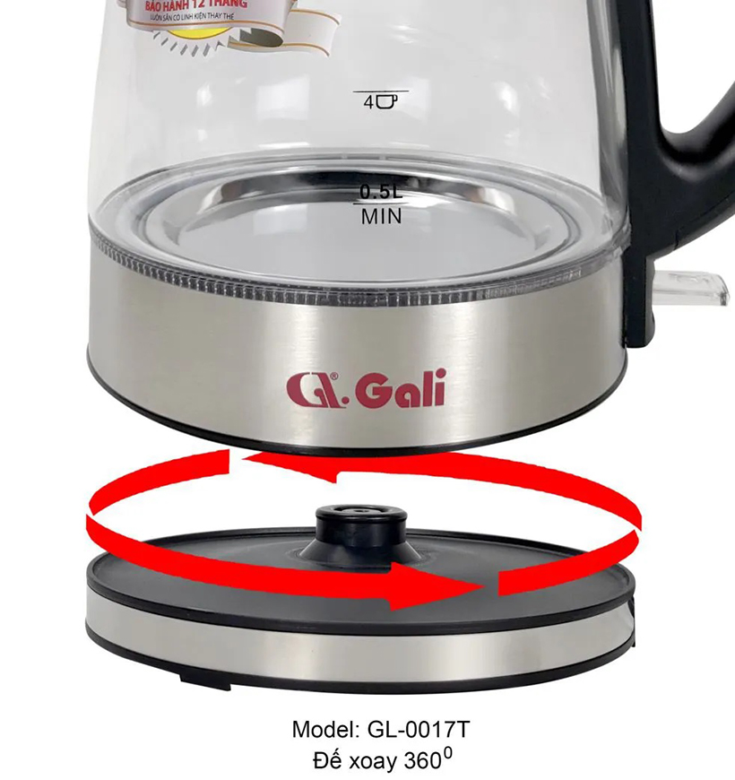 Ấm đun siêu tốc 1.7 lít Gali GL-0017T - Hàng chính hãng