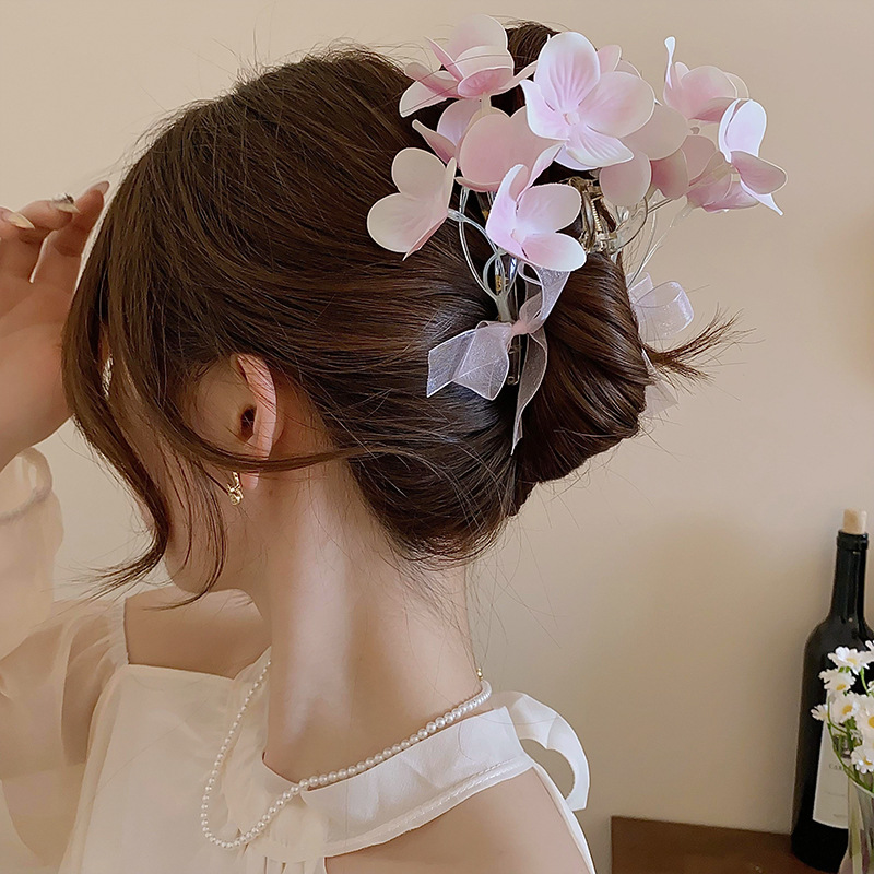 Kẹp tóc càng cua, Kẹp nữ, họa tiết hình nơ, hàng cao cấp, hoa trang trí xinh xắn, tóc búi, kiểu dáng ngọt ngào