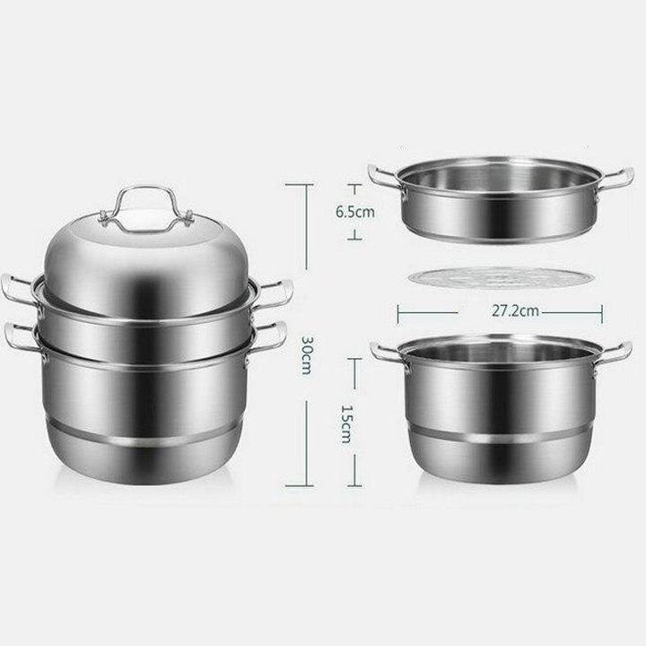 Nồi hấp Inox 3 tầng vung kín