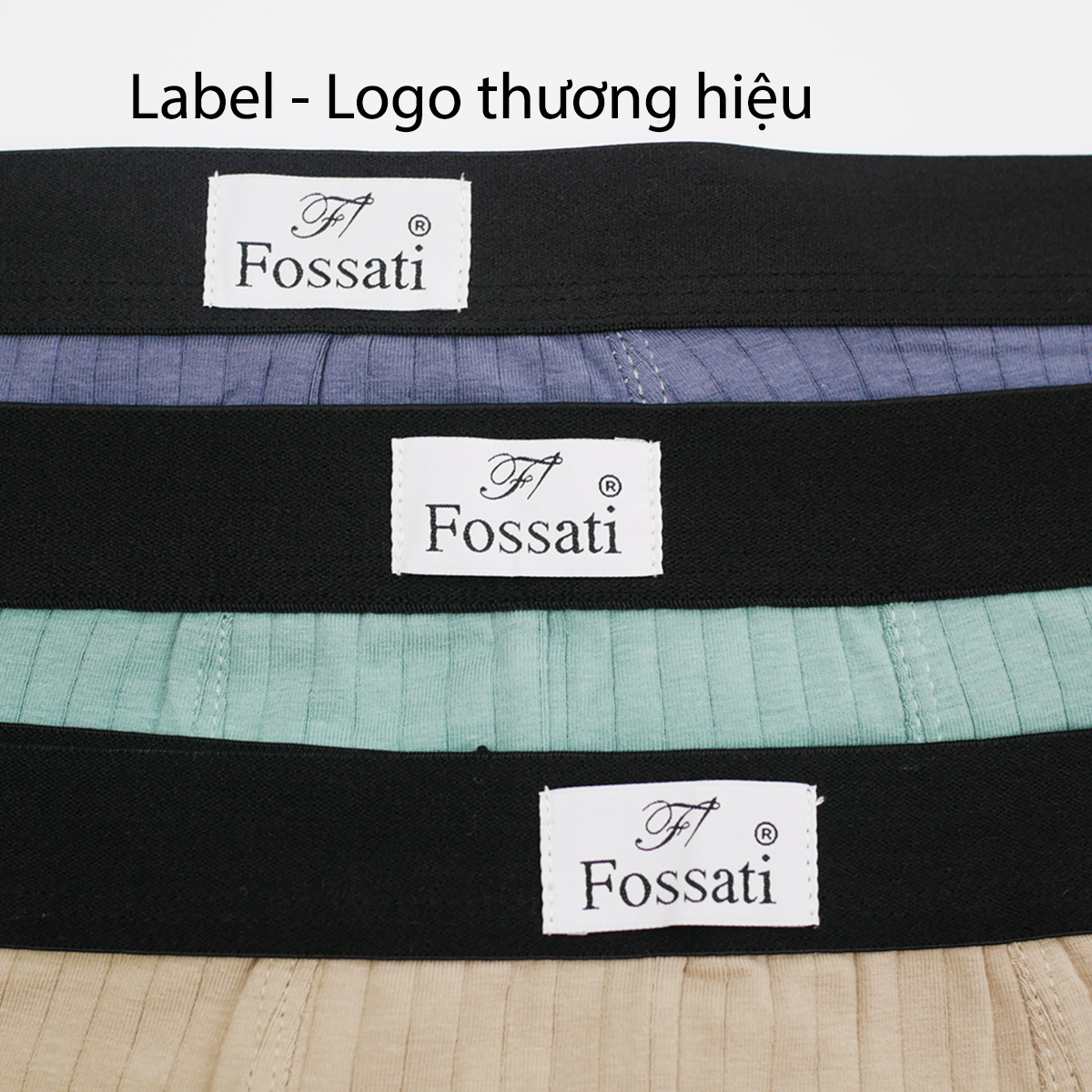 Quần lót nam boxer đùi cotton cao cấp đẹp gợi cảm Fossati Classic Rise co dãn 4 chiều màu xanh trẻ trung, vải 95% cotton 5% Spandex sọc dệt đẹp, may tôn dáng