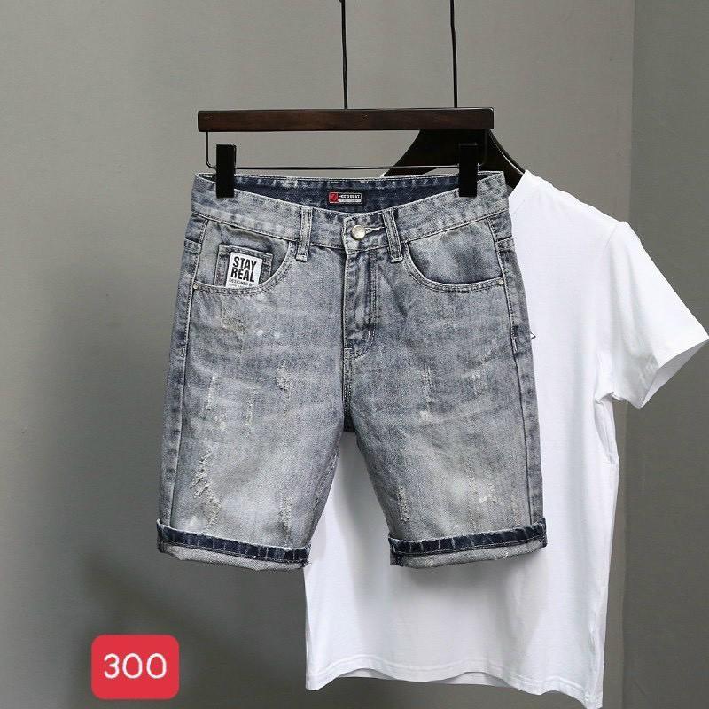 Quần Sọt Nam, Quần Short Jean Nam Chất Bò co giãn phối xước cực đẹp form chuẩn Tô Tồ Shop - MS04