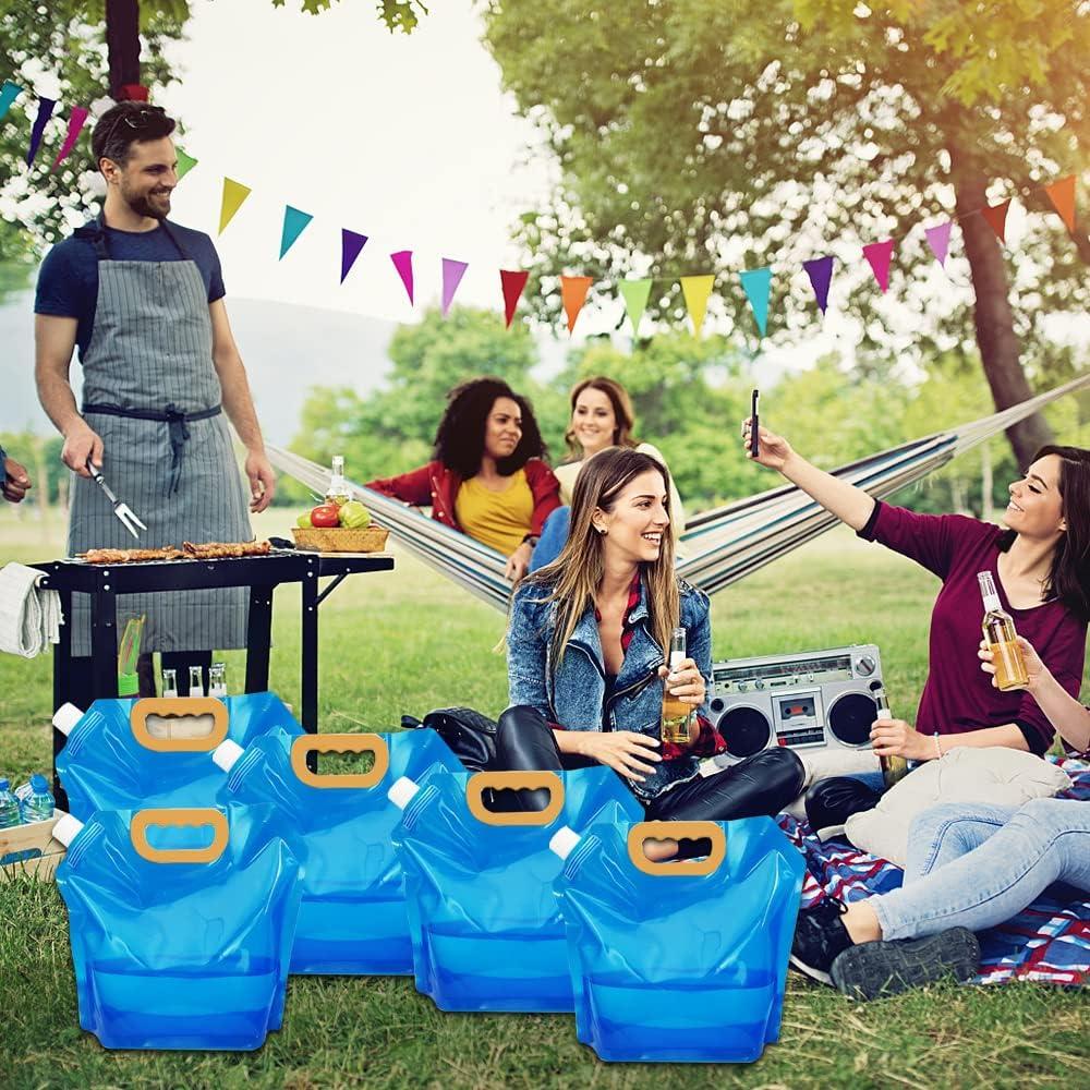 Bình nước gấp gọn 10L, lon gấp 5 cái đựng nước uống có nắp đậy, lon nước xách tay cắm trại, túi đựng nước cắm trại dã ngoại du lịch BBQ, không chứa BPA