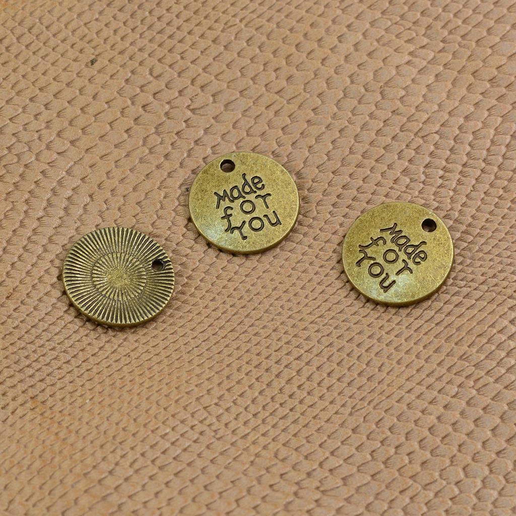 20 Pieces Alloy Round Made for You Pendants Charms Findings for DIY Jewelry Making