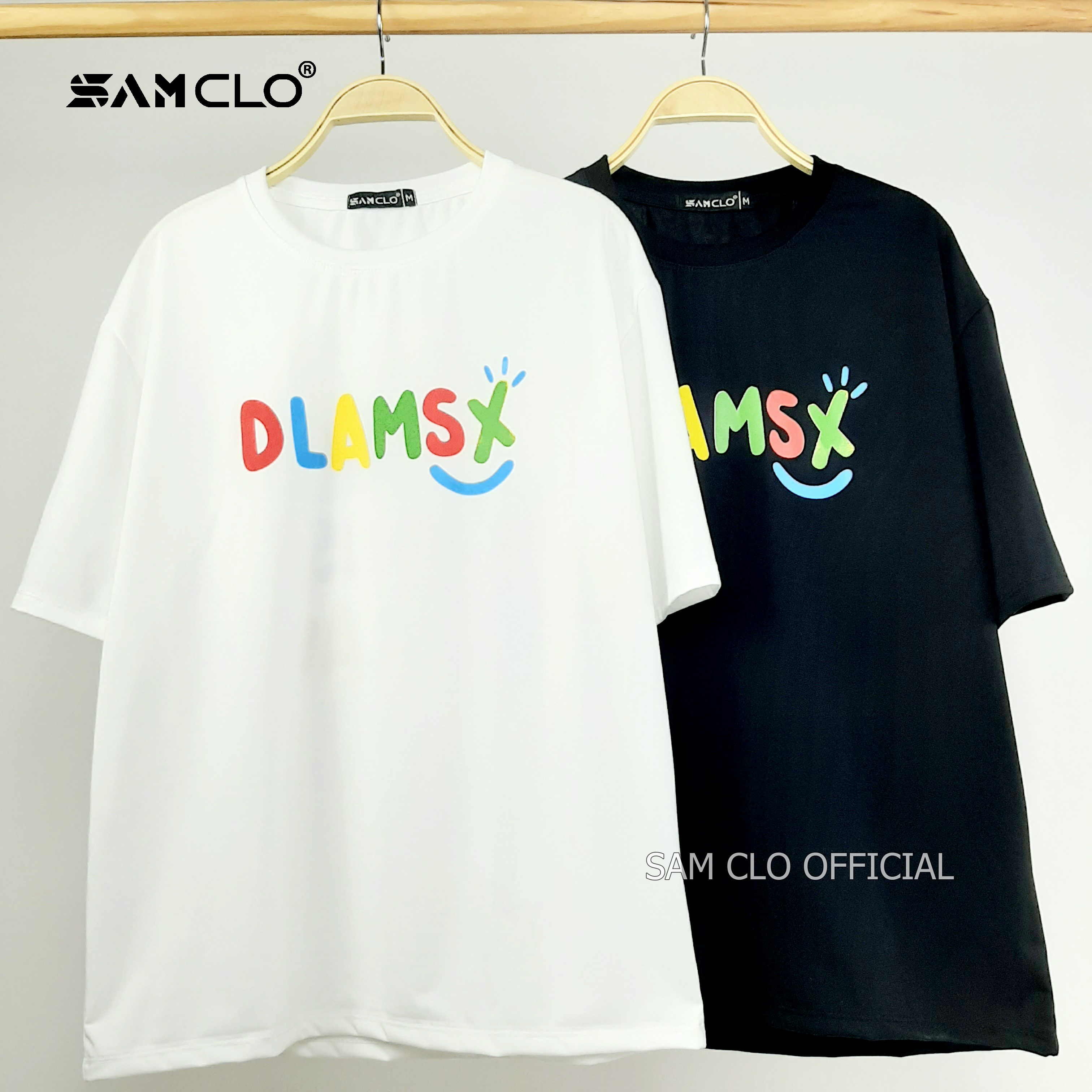 Áo phông tay lỡ nam nữ SAM CLO thun form rộng dáng Unisex - Ulzzang mặc cặp, nhóm, lớp in chữ DLAMSX