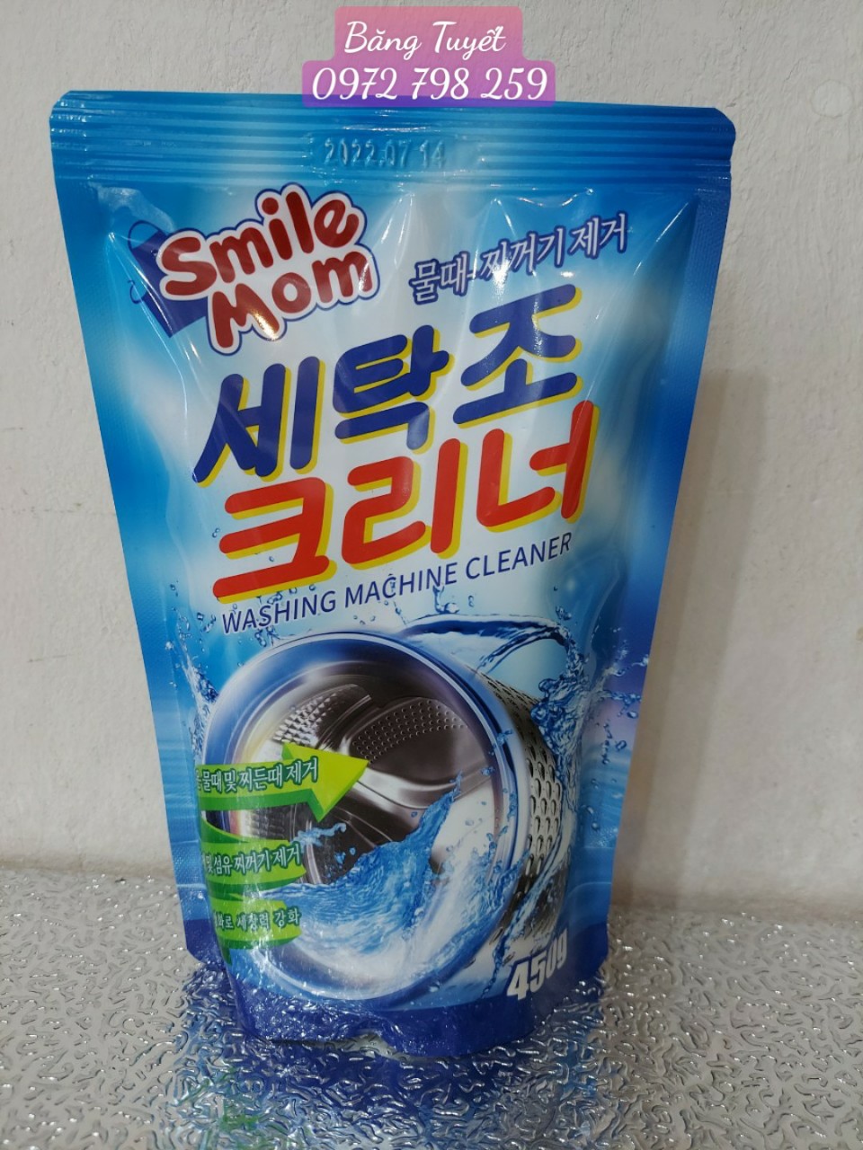 Túi Bột Làm Sạch Vệ Sinh Lồng Máy Giặt 450G Cho Máy Giặt Cửa Trên, Cửa Dưới
