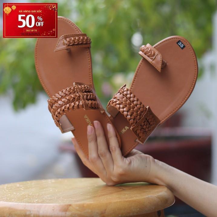 Dép Quai Ngang Xỏ Ngón Thời Trang S121 Nâu