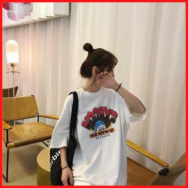 Áo Thun Nữ Unisex Tay Lỡ In Hoạt Hình Chữ Woodys ATN5405 - J.A Shop