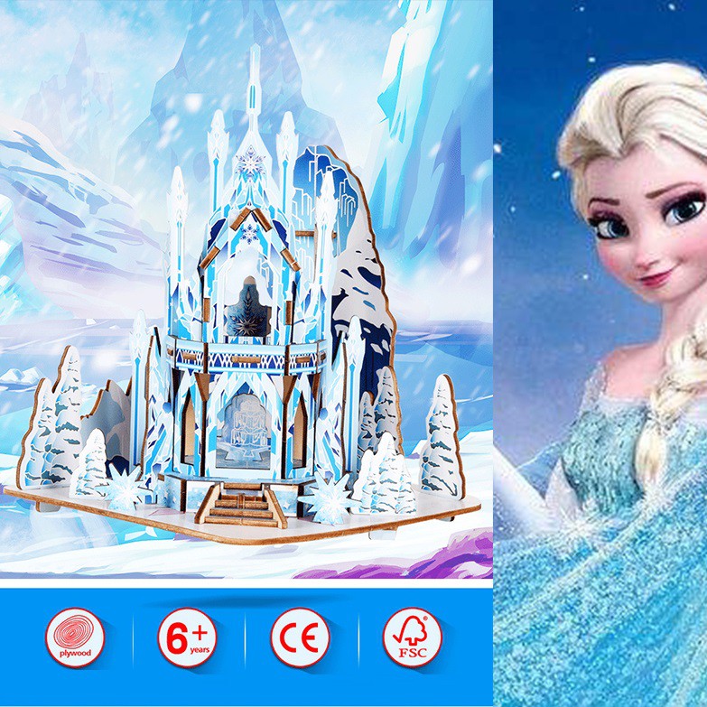 Đồ chơi lắp ráp gỗ 3D Mô hình Ice Castle Frozen Laser