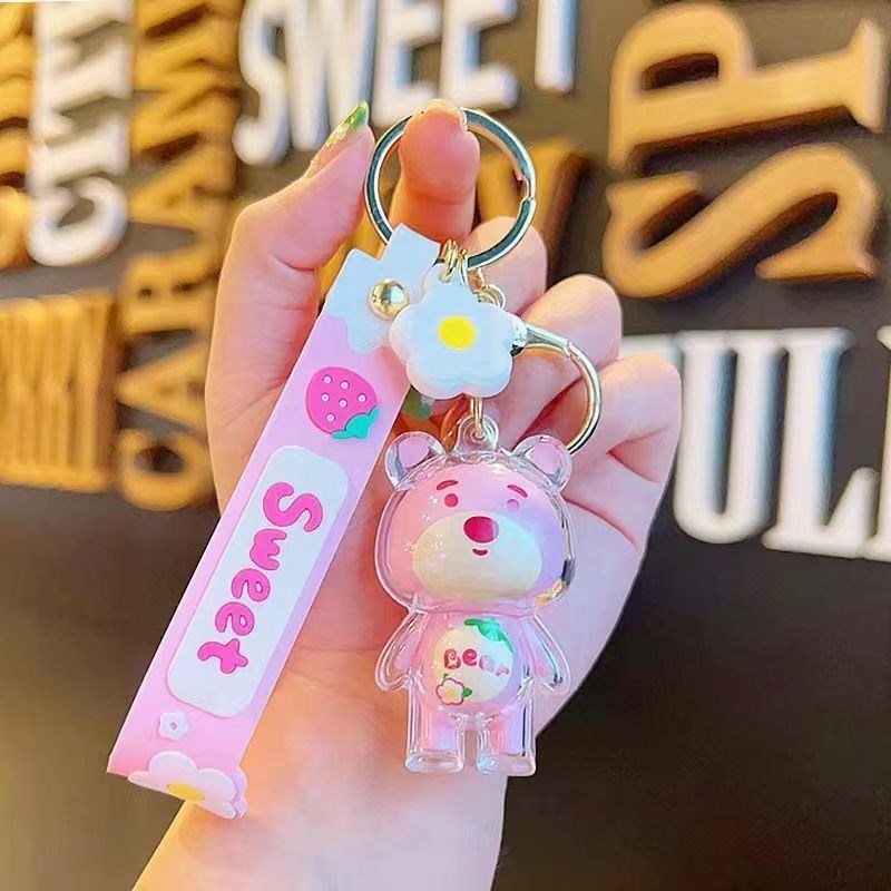 Móc Khóa Gấu Dâu Dây treo Key Chain Treo Balo Túi Xách_ Hàng chính hãng