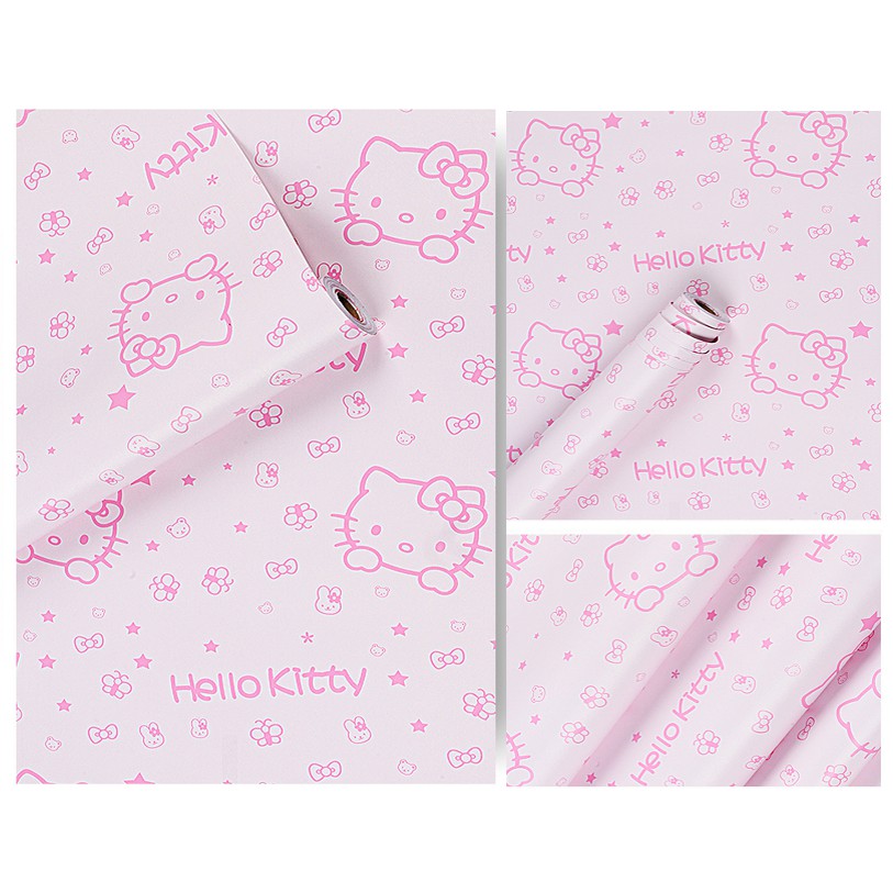 Bộ Sưu Tập 5 Mét Dài Decal Giấy Dán Tường KITTY SIÊU DỄ THƯƠNG Khổ 45cm Có Keo Sẵn
