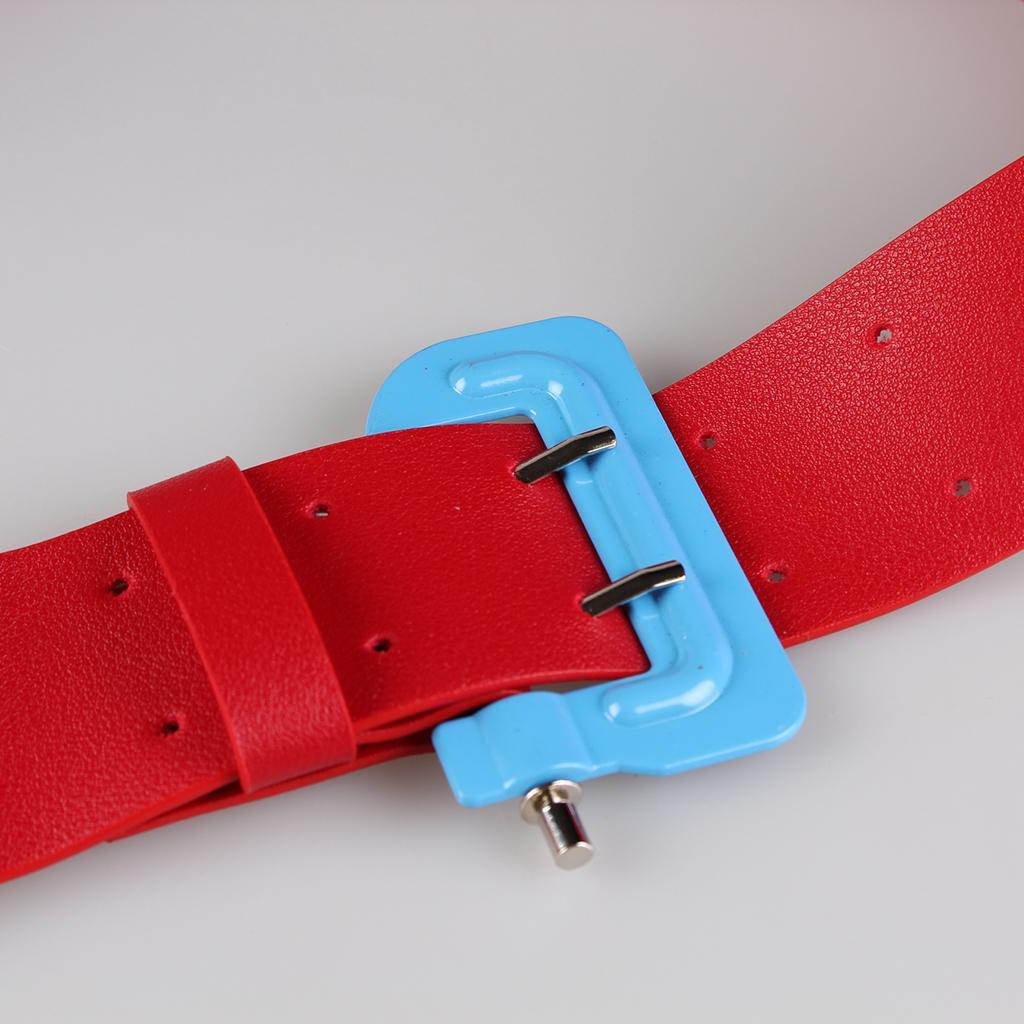 Womens Girls PU Leather Skinny Buckle Thin Elastic Stretch Waist Belt Waistband