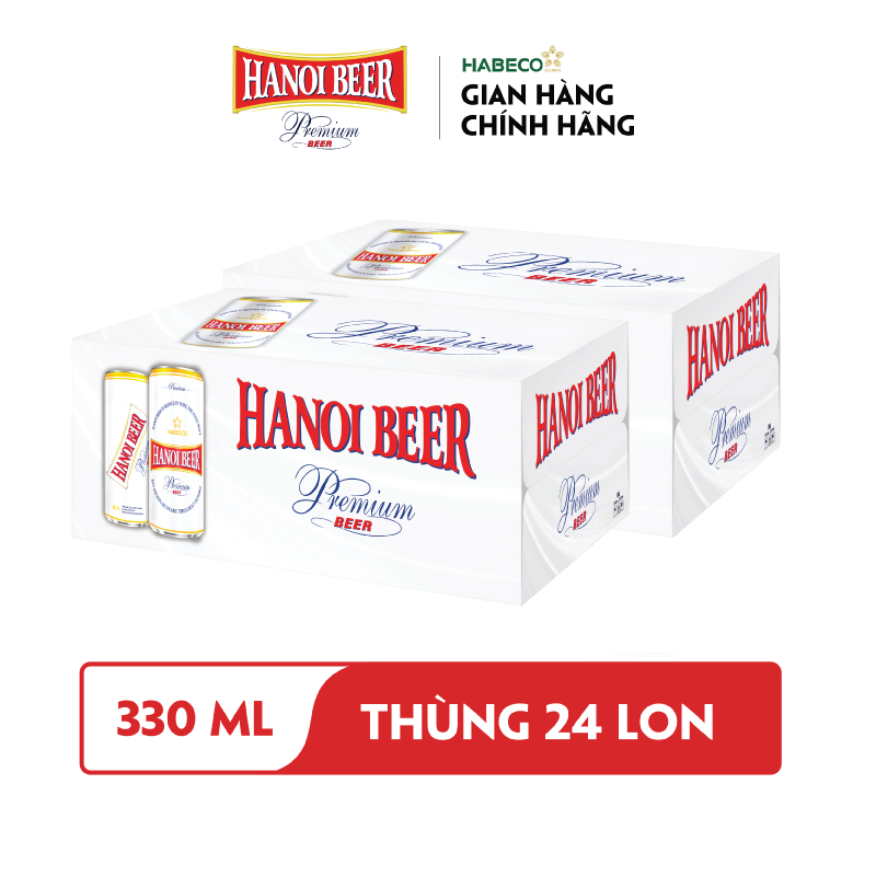 Combo 2 Thùng Bia Hanoi Premium - Thùng 24 lon 330ml