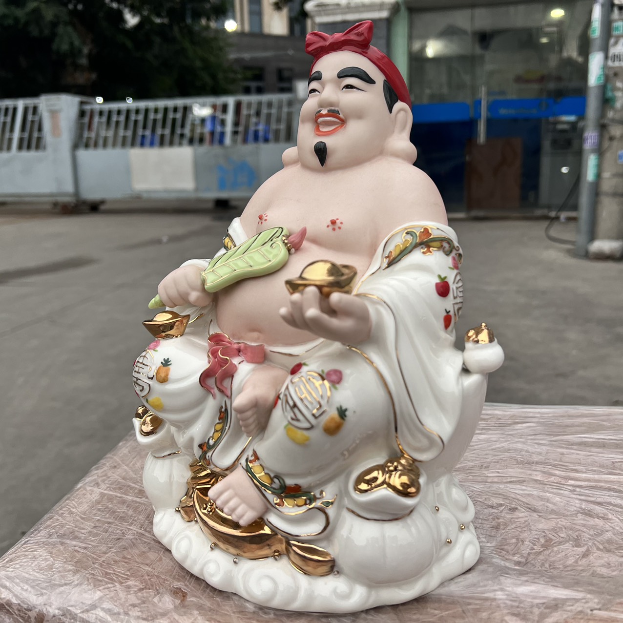 Tượng Thần Tài Thổ Địa sứ đức hóa cao cấp nhập khẩu Đài Loan cao 25cm – TRẮNG