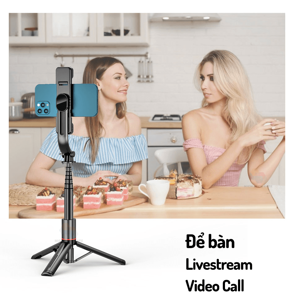 Gậy chụp ảnh 3 chân có đèn, có điều khiển từ xa, selfie tự sướng 110cm HighTechGate LONG 12 phiên bản nhỏ gọn, du lịch cầm tay, Hàng Chính Hãng