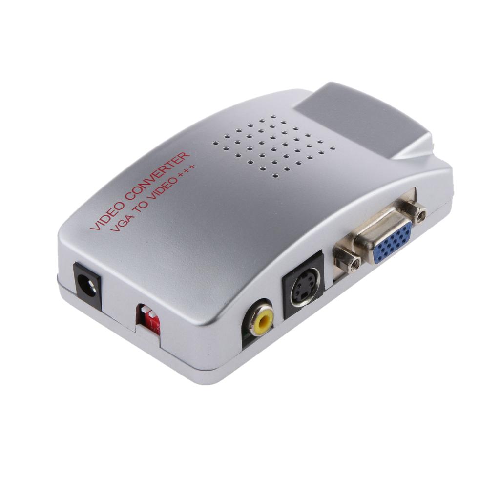 Computer VGA to TV AV Composite Converter Adapter S-Video Box for PC Laptop Mac