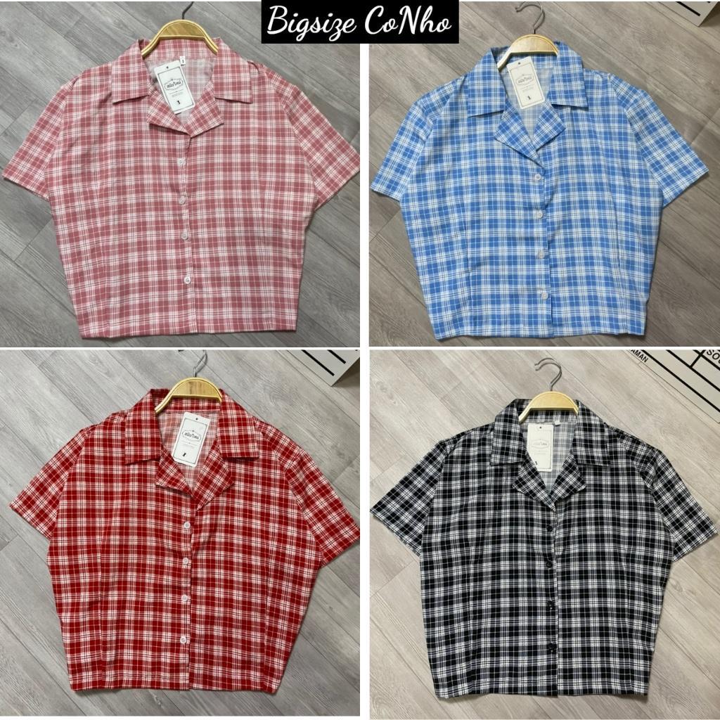 Áo sơ mi caro bigsize nữ dáng croptop từ 58-95kg AK1